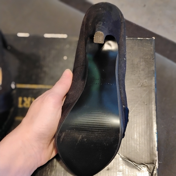 Black Chunky Platform Heels with White Stripe - Picture 9 of 9